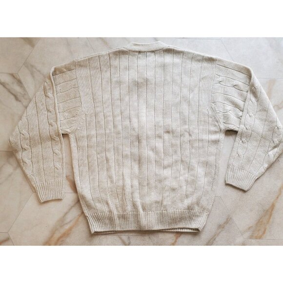 JC Penney Towncraft Cableknit Men's Large Cardigan Sweater Cream NOS Hong Kong - Picture 7 of 7